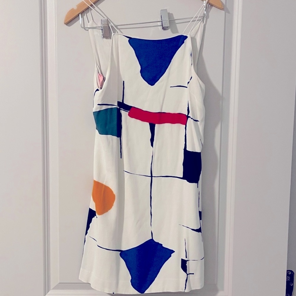 Silence + noise (Urban Outfitters) White Dress Abstract Shapes Multicolor Small